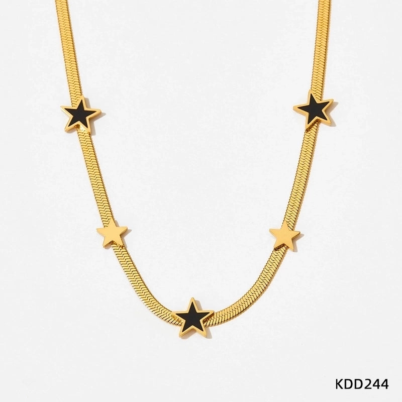 3 Pieces 304 Stainless Steel Titanium Steel White Gold Plated Gold Plated Classic Style Plating Star Bracelets Necklace