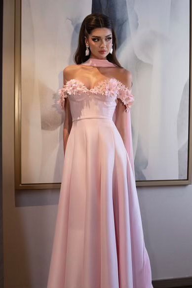 Lvs&Broner Off the Shoulder Strapless Sleeveless Long Prom Dress With Appliques