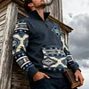 💥2025 New Arrivals!Mens Western Fleece Jacket Cowboy Bull Head Print Pullover 1/4 Zip Up Stand Collar Country Sweatshirts Western Gifts For Men With Pocket