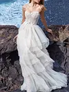 Lace Tiered Bandeau Wedding Maxi Dress
