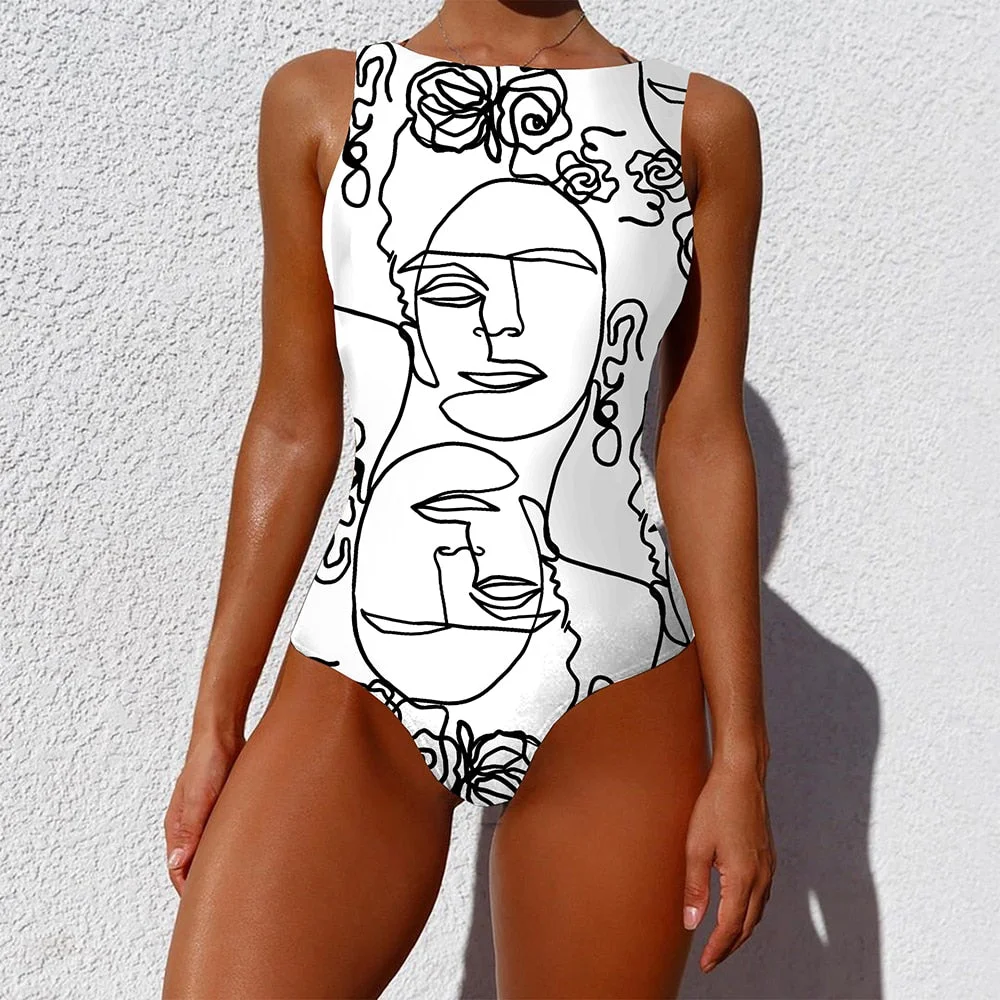 Sexy Print One Piece 2020 Swimsuit Closed Large Size Swimwear Push Up Women Flower Vintage Body Swim Beach Pool Bathing Suit