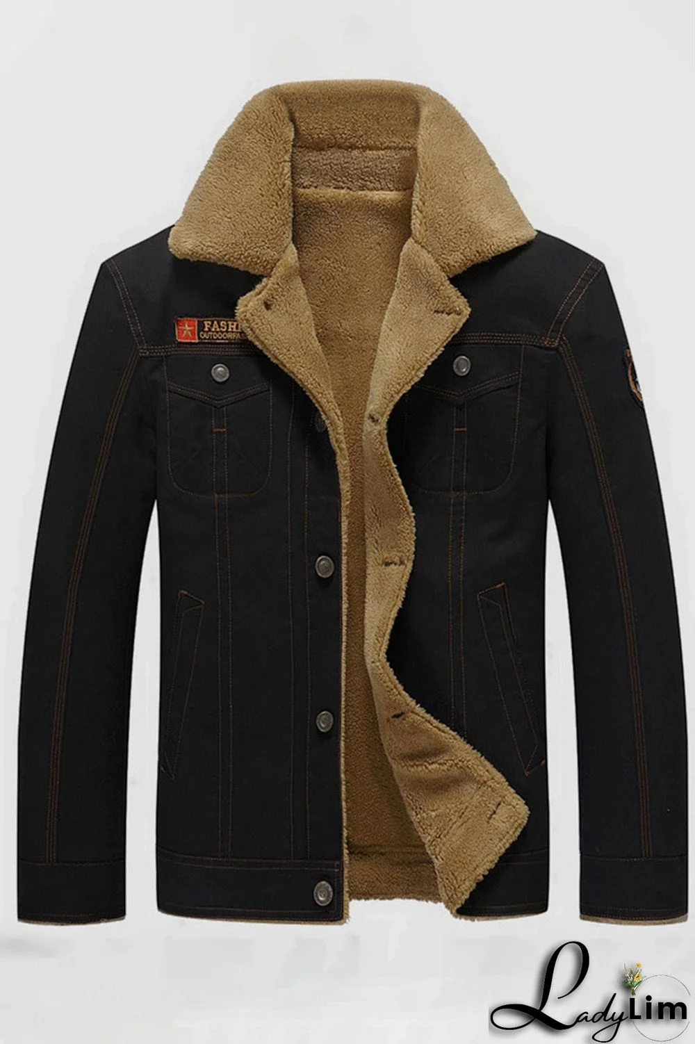 Green Casual Solid Split Joint Buckle Turndown Collar Outerwear