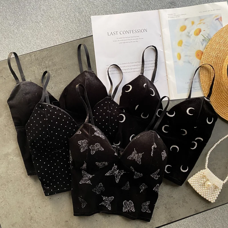 Churchf Churchf Celebrity Heart Small Condole Belt Vest Female Fashionable Inside Take Outside Wear Versatile V Collar Slim Short Retro Velvet Jacket