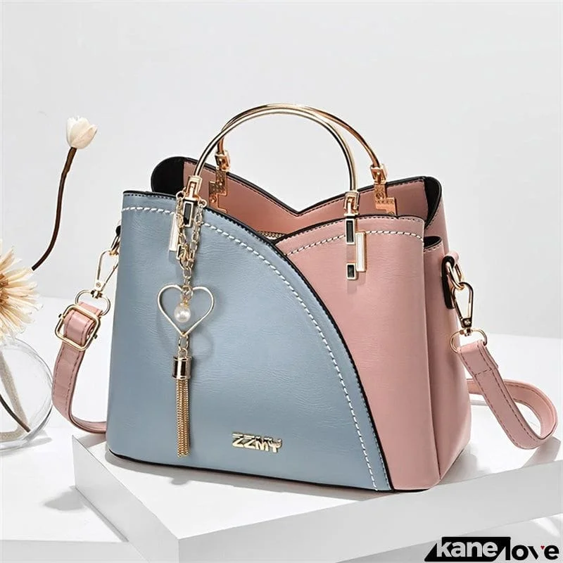 Female All-match Contrast Color Waterproof Handbag