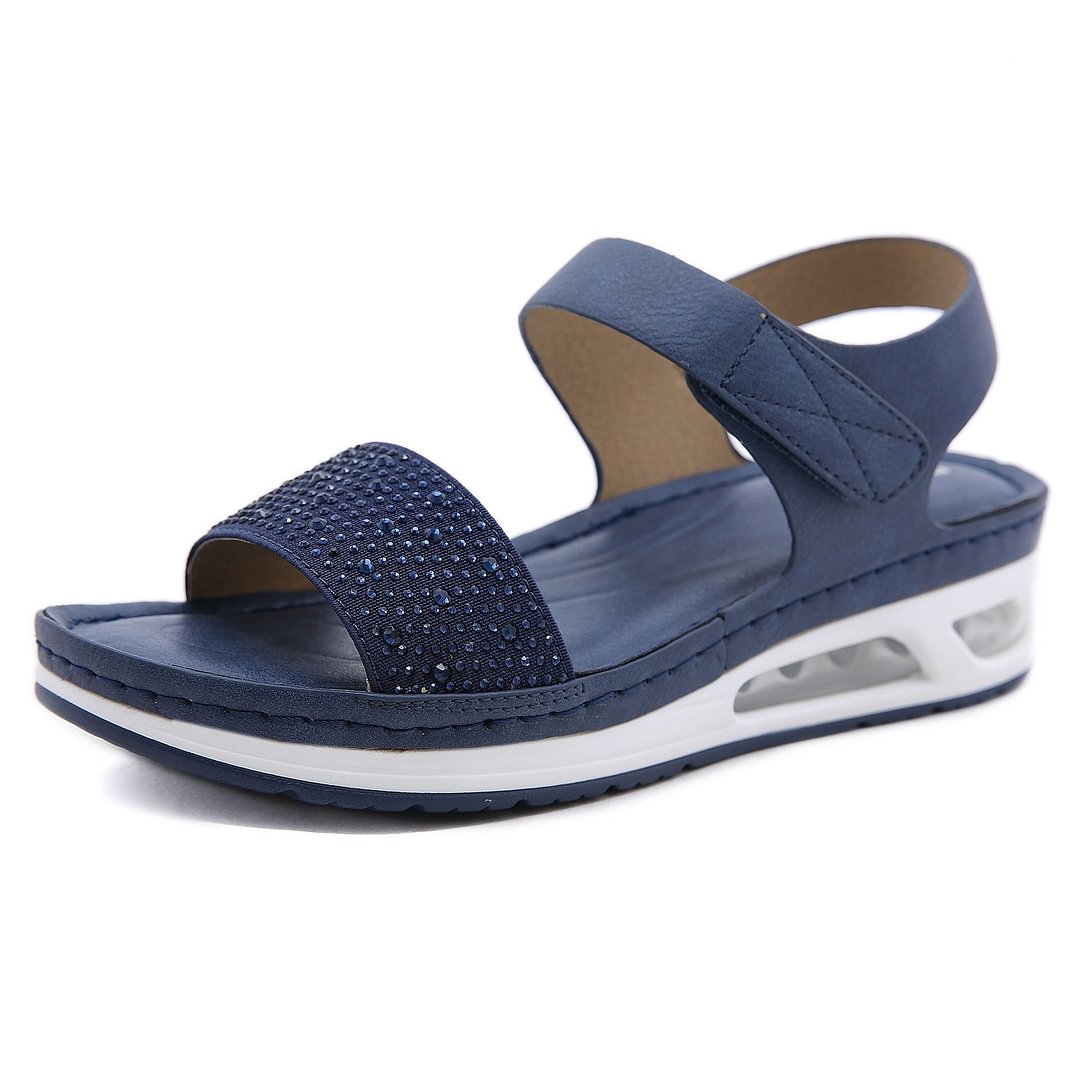 Casual Air Cushioned Wedge Comfort Rhinestone Sandals