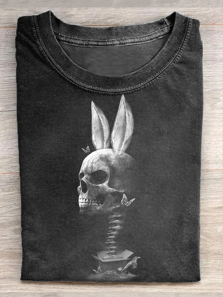 Unisex Punk Skull Print Casual Short Sleeve T-Shirt