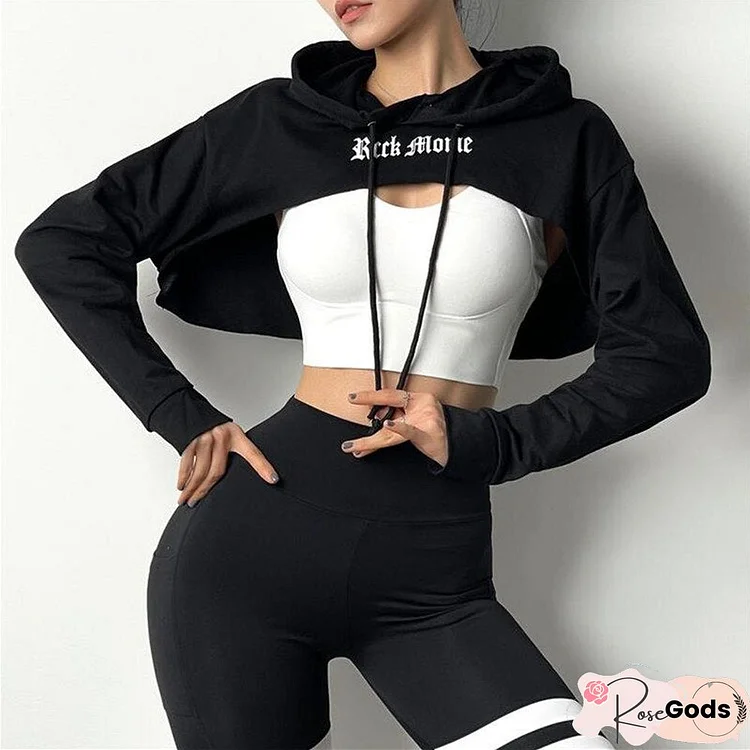 2022 Women Crop Top Sports Shirts Long Sleeve With Hat Yoga Sweatshirt Sports Fitness Gym Workout Shirts