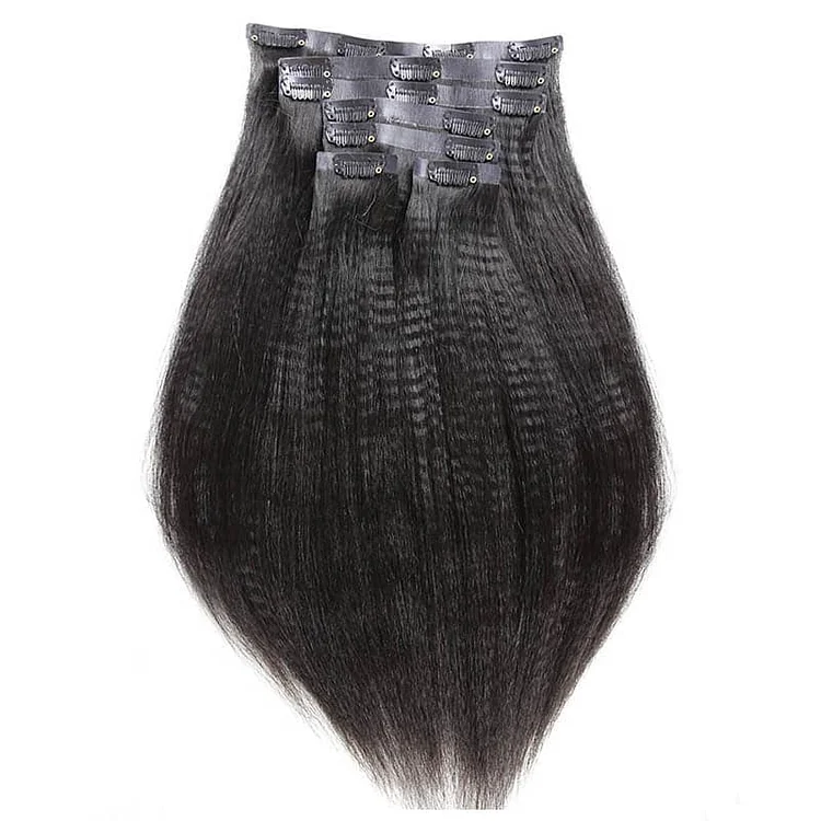 Light Yaki Straight Seamless PU Weft Clip In Extension Natural Black