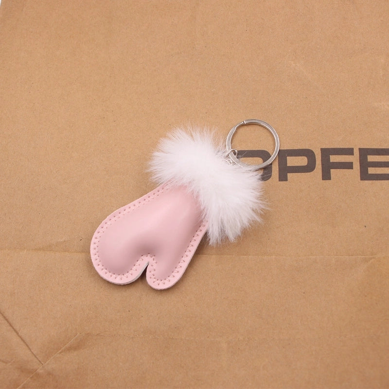 1 Piece Fashion Gloves Pu Leather Plush Bag Pendant Keychain