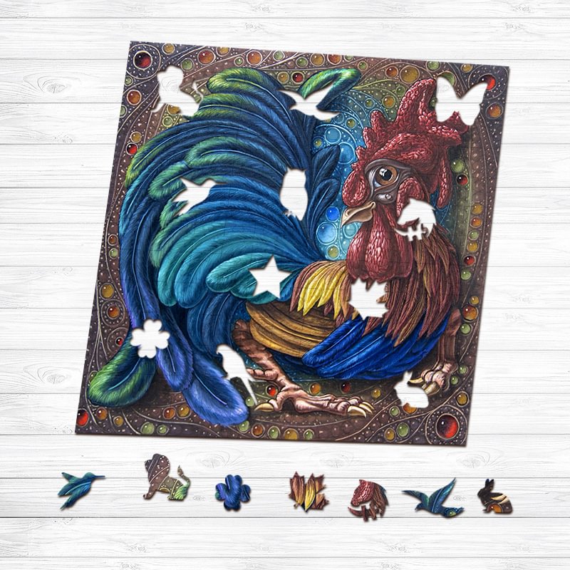 Ericpuzzle™ Ericpuzzle™Rooster Colorful Edition Wooden  Puzzle