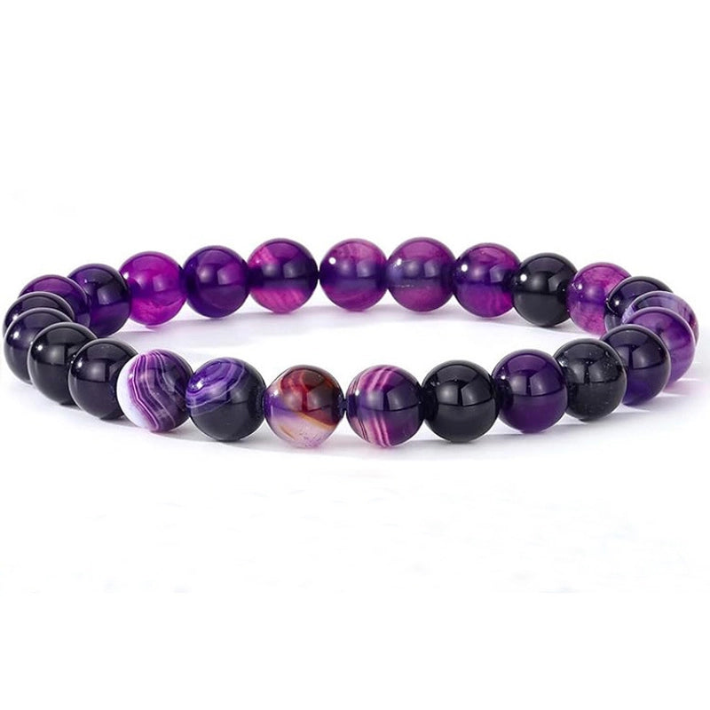 8mm Semi-Precious Stone Beaded Bracelet Men Women Tiger Eye Lava Gift Crystal Beaded Bracelet