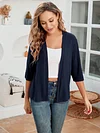 Open Front Solid Cardigan with 3/4 Sleeves, Elegant Spring/Summer Women's Clothing