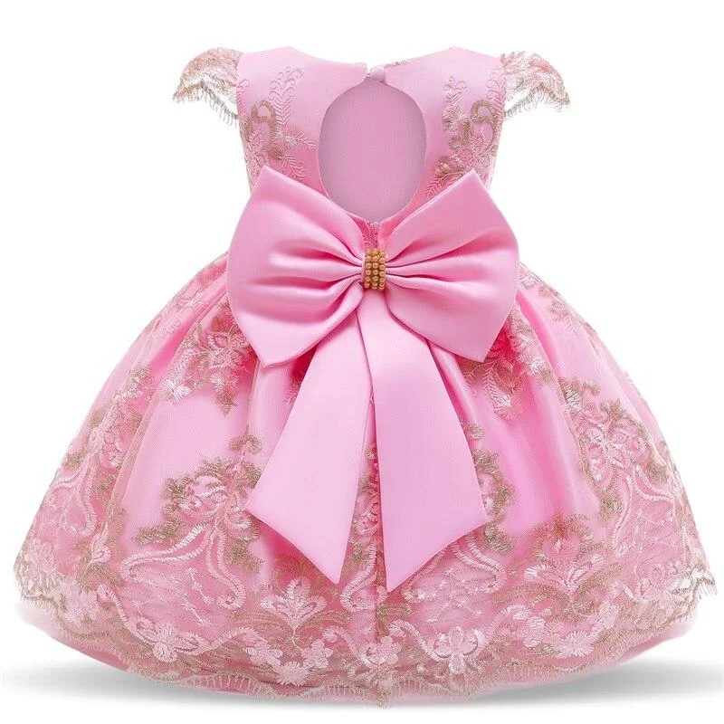 Girls Dress Lace Pageant Frock Prom Gown Flower Beading Princess Dress 1-10Y Kids Clothing Elegant Children Birthday Party Dress