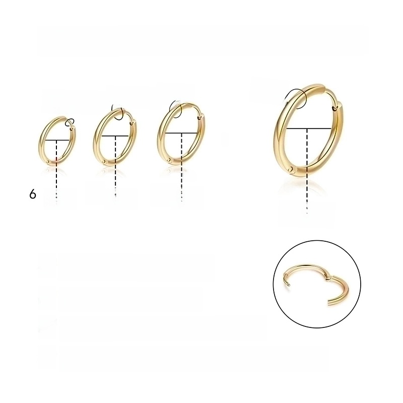 1 Pair Minimalist Round Plating Stainless Steel Titanium Steel 18K Gold Plated Hoop Earrings