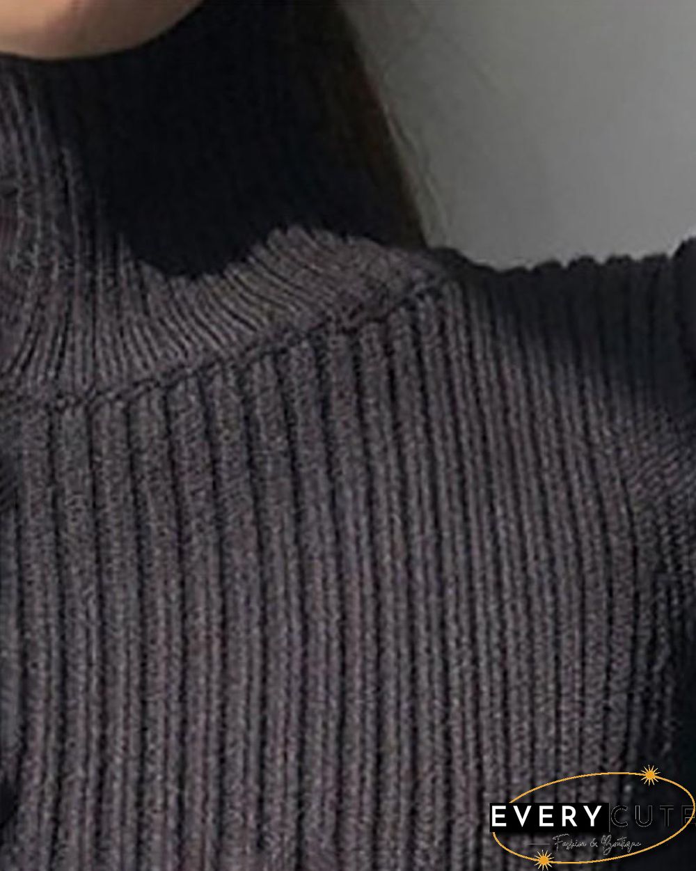 High Neck Puff Sleeve Tied Detail Sweater