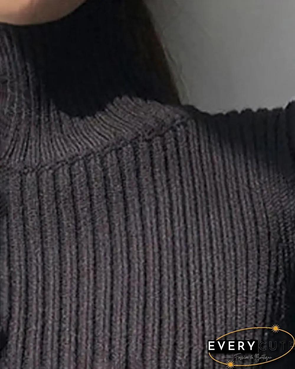 High Neck Puff Sleeve Tied Detail Sweater