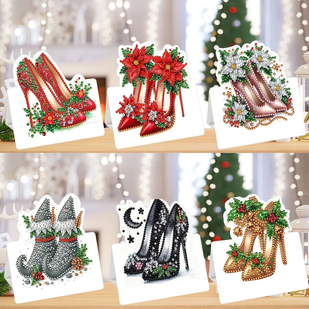 6 Packs High Heels DIY Diamond Painting Greeting Card Kit for Adults Gifts
