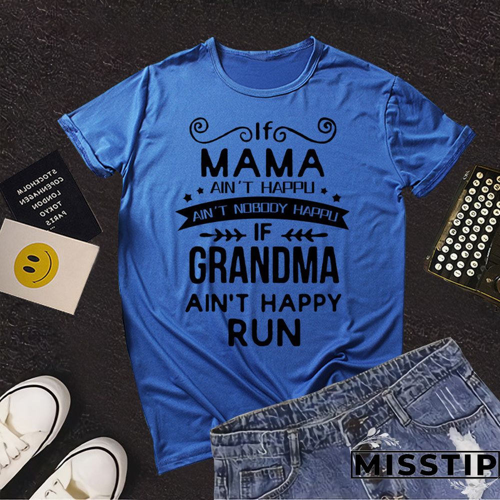 Blue Fashion Casual Letter Print Basic O Neck T-Shirts