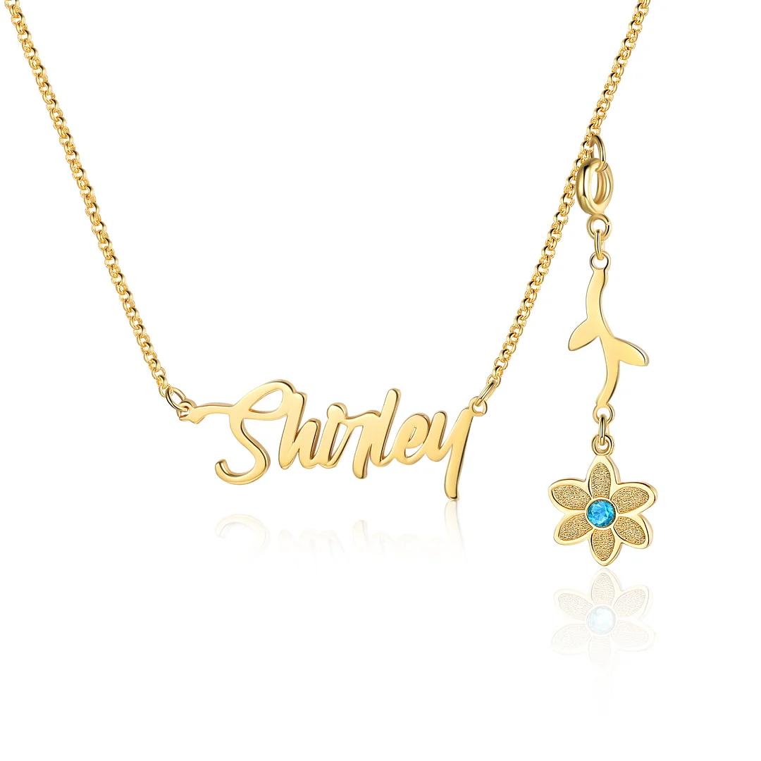 Daffodil Name Necklace Personalized March Birth Month Flower Necklace