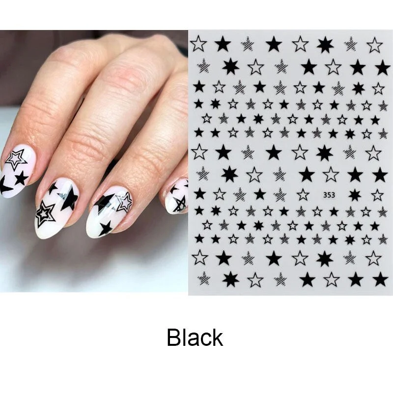 3D Nails Metallic Star Nail Sticker Decals Tips Wrap Decoration Salon Nail Art Supplies-Nail Inspo
