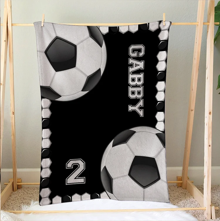 Personalized Soccer Blanket, Soccer Ball Soft Cozy Blankets | BKKid448
