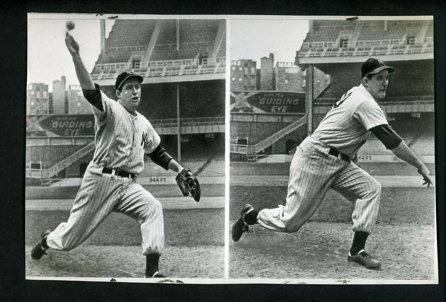 Spec Shea warming up at Yankee Stadium 1947 Game 1 World Series Press Photo Poster painting