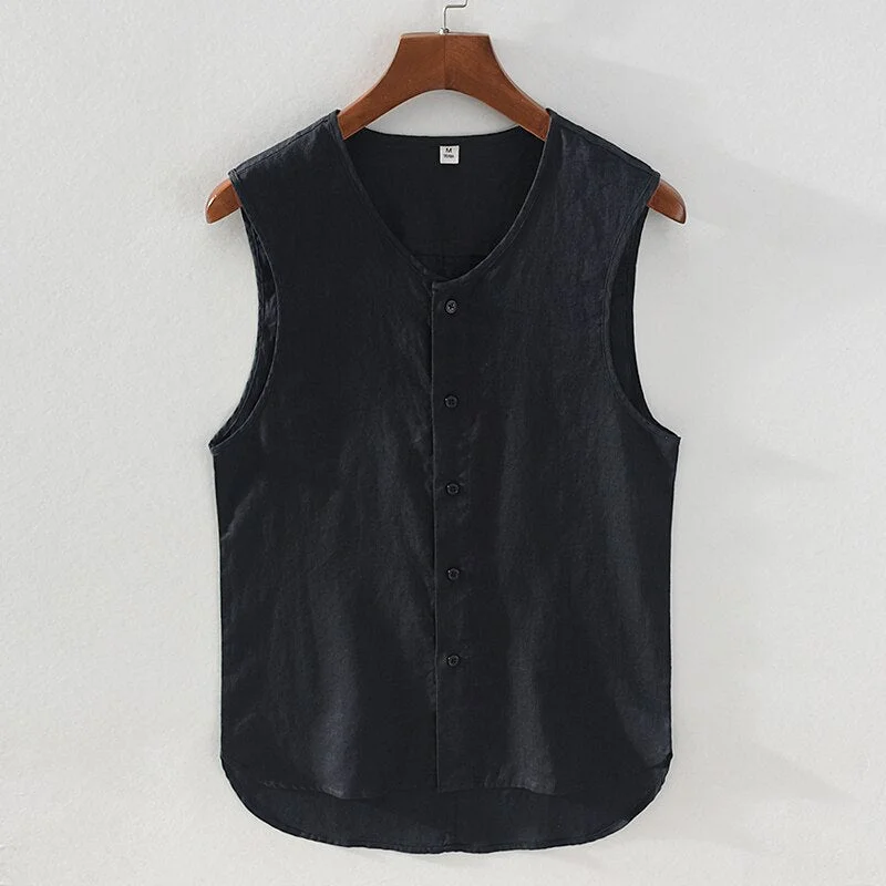 Inongge Summer New Linen T-Shirts for Men Solid O-neck Short Sleeve T Shirt Tops Man Tees