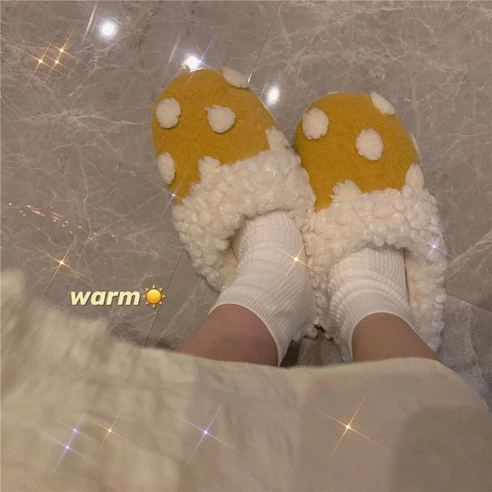 2022 Winter Women Slipper Lovely Bear Cartoon Plush Cotton Home Slippers Female Indoor Household Anti-Skid Thick Bottom Slipper