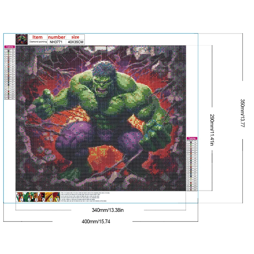 Diamond Painting - Full Round Drill - Hulk Breaking Wall(Canvas|40*35cm)