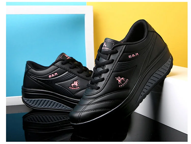 WGZNYN 2022 Platform Sport Shoes For Women Sneakers Pu Leather Breathable Comfortable Fashion Womens Walking Casual Shoes