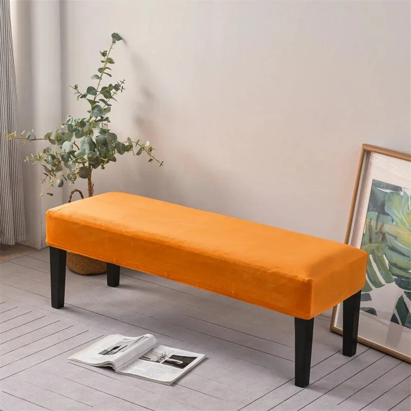 Sdrawing Bench Chair Cover Stretch Piano Stool Cover Long Ottoman Cover Solid Color Bench Slipcovers Changing Shoes Bedside Home