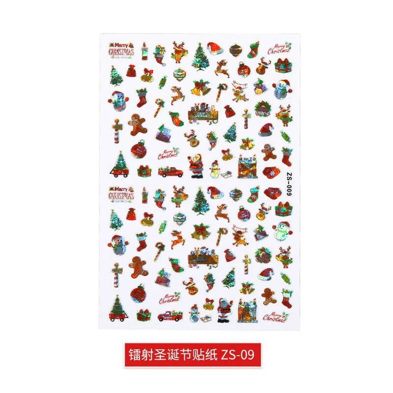 New Laser Christmas Nail Art Sticker Waterproof Adhesive Nail Decal Explosion Style Christmas Nail Art Ornament Nail Accesoires-Nail Inspo