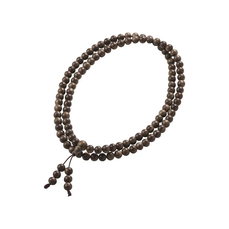 Authentic Brunei Old Material Agarwood 108 Buddhist Beads Bracelet Rosary Necklace