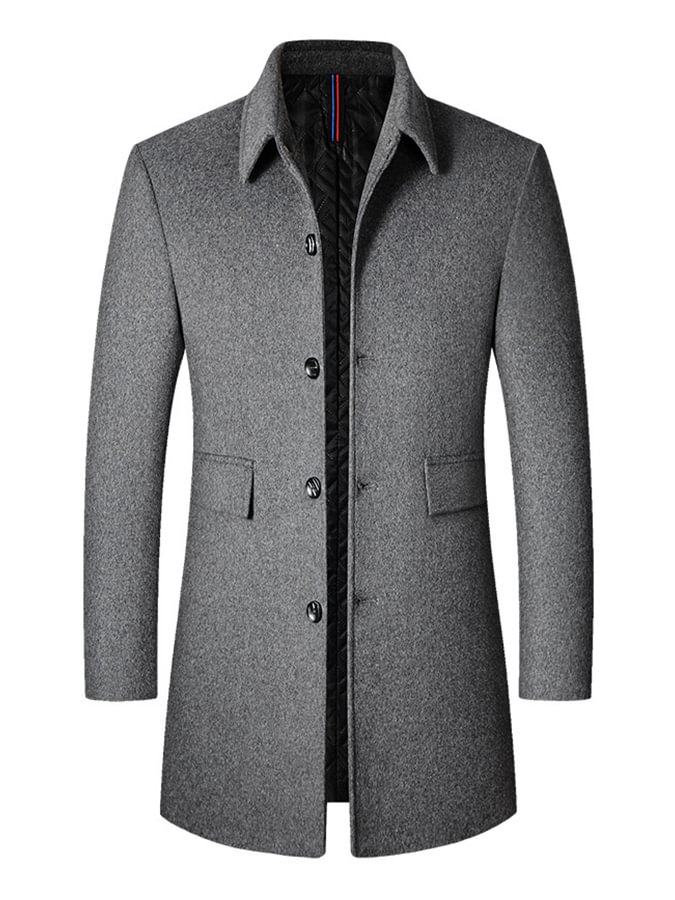 Men Autumn and Winter Mid-length Woolen Coat