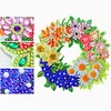 5D DIY Dot Drill Diamond Painting Flower Wreath Kit with Chain Art Pendant Kit