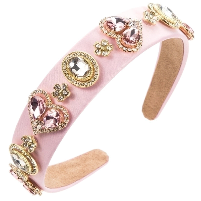 Women’s Sweet Heart Shape Alloy Cloth Inlay Rhinestones Hair Band