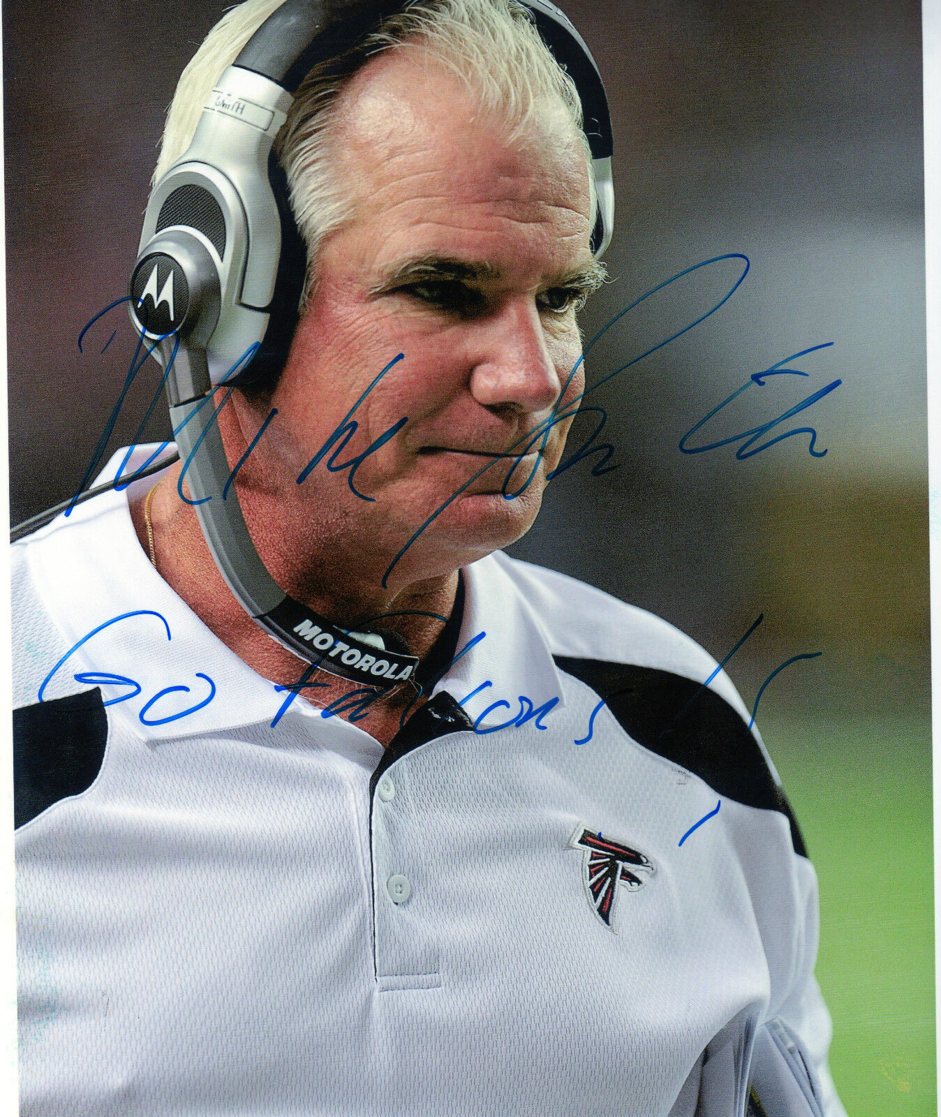 Mike Smith hand auto signed football Photo Poster painting Atlanta Falcons head coach