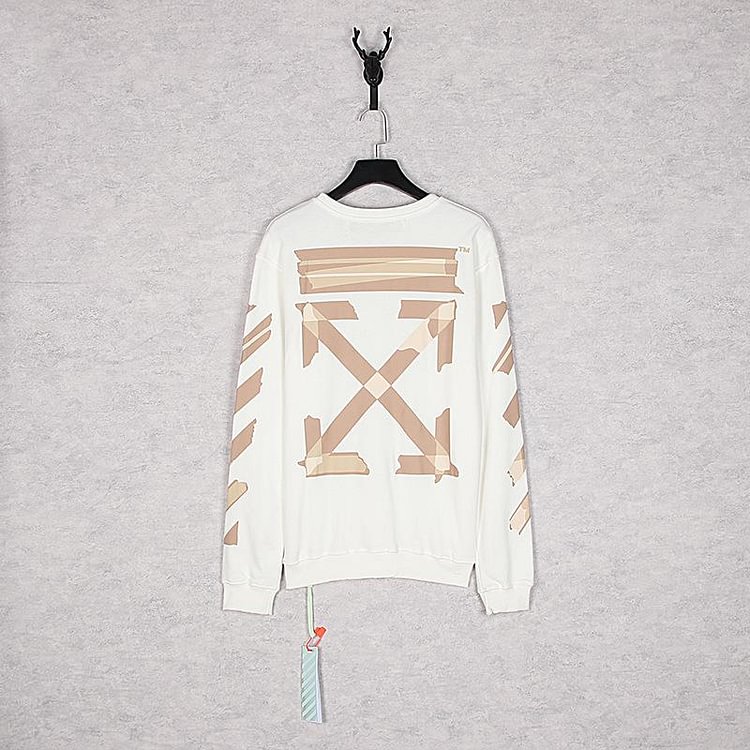Off White Sweatshirts Ow Airport Yellow Tape Letter Arrow Floral Print Long Sleeve Pullover Leisure
