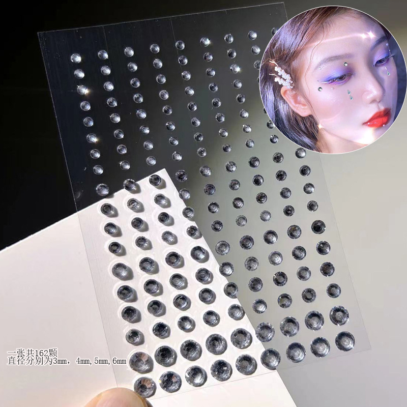 Bonusbuk 162pcs Crystal Pearl Face Tattoo Stickers Self-Adhesive Eyeshadow Diamond Decals Decoration Face Makeup Glitter Jewels Slider