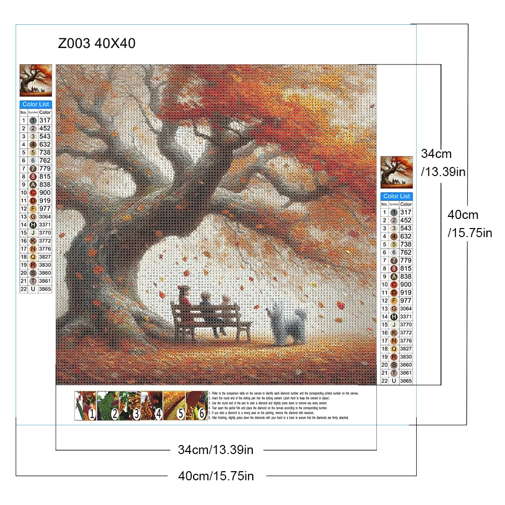 Diamond Painting - Full Round Drill - Autumn Tree Dog(Canvas|40*40cm)