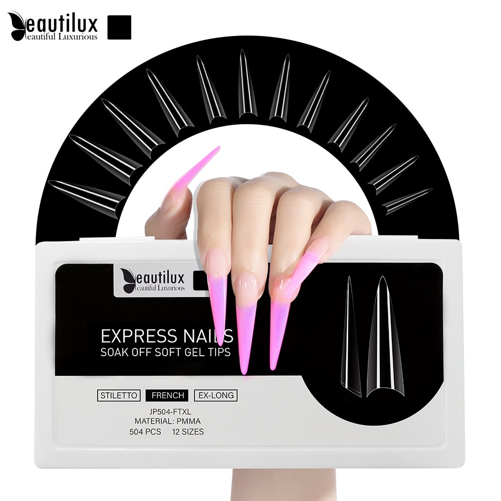 CAPSULE NAILS 504pcs|FRENCH|STILETTO|EXTRA LONG