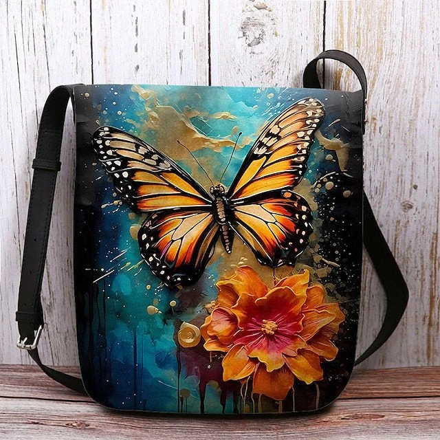 Style & Comfort for Mature Women Women's Floral Butterfly Print Crossbody Bag