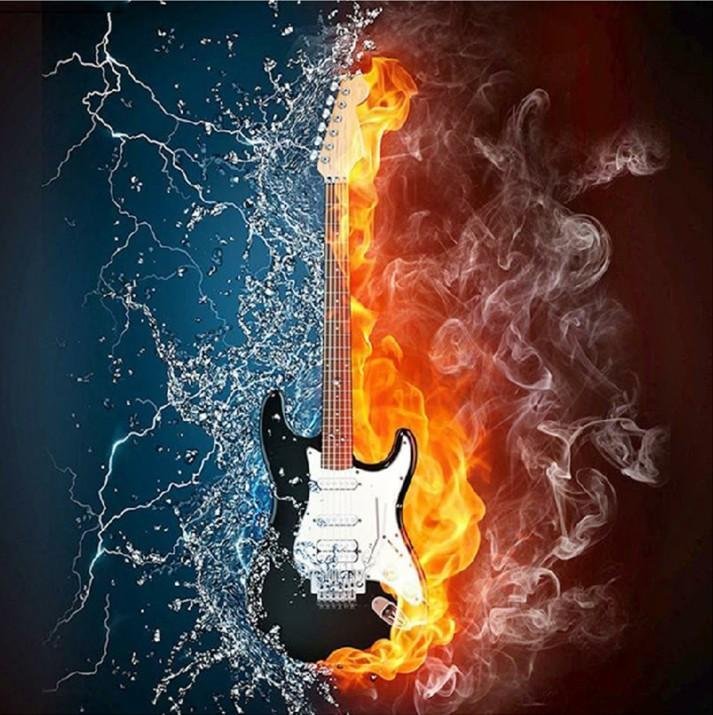 Peinture au diamant - Full Round - Guitare chaude