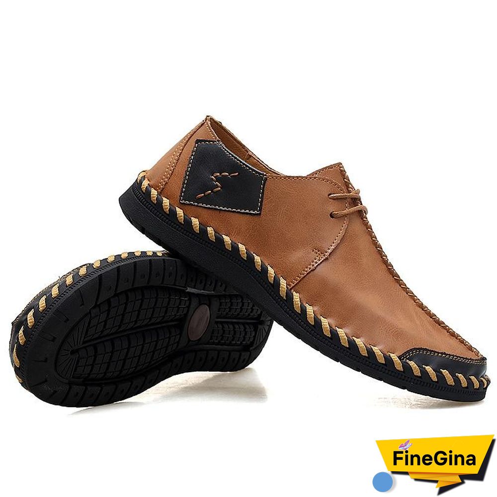 Men Casual Cow Leather Light Comfortable Split Leather Flats Shoes