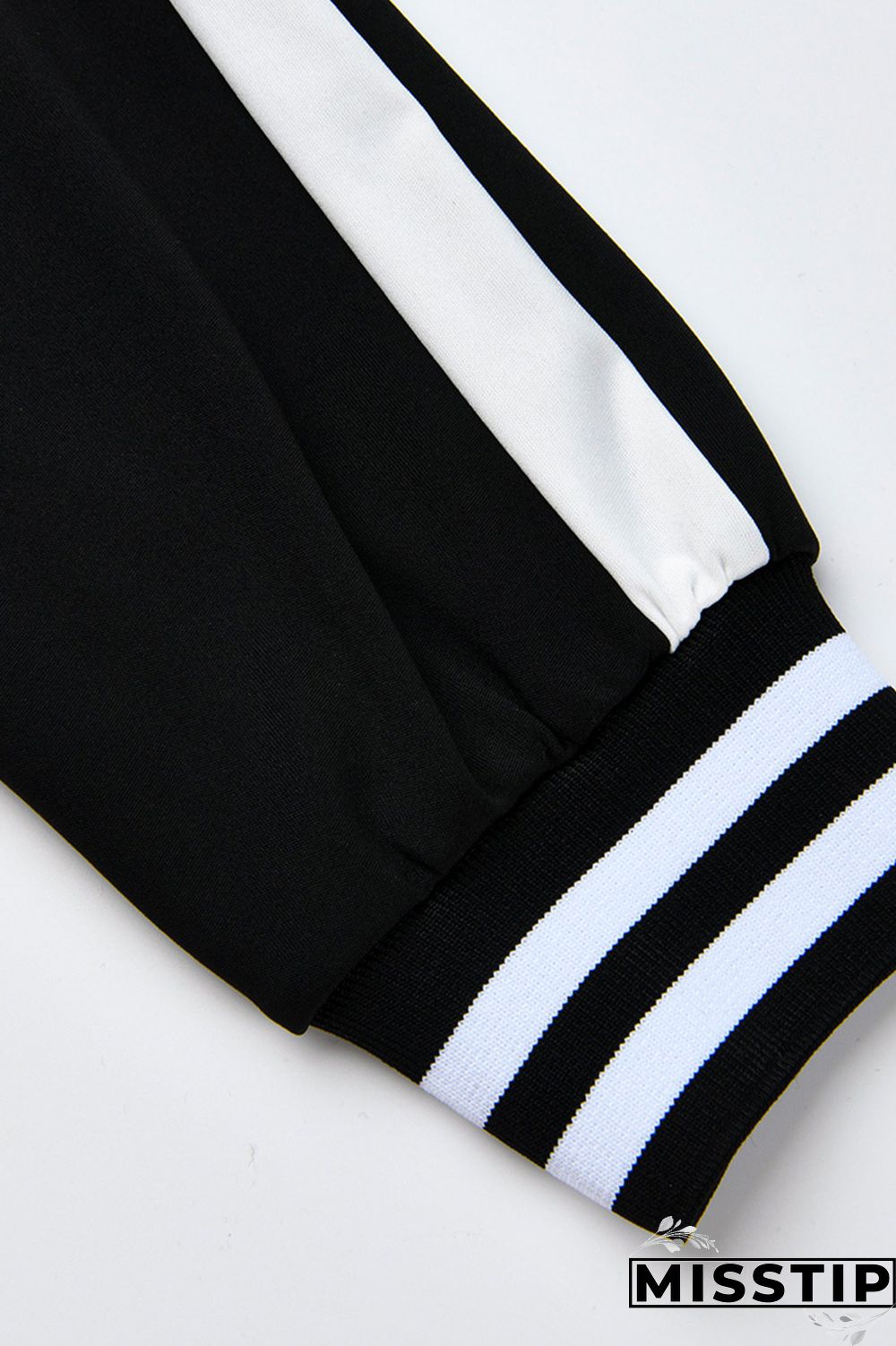 Black Fashion Casual Sportswear Zipper Collar Long Sleeve Regular Sleeve Patchwork Plus Size Set