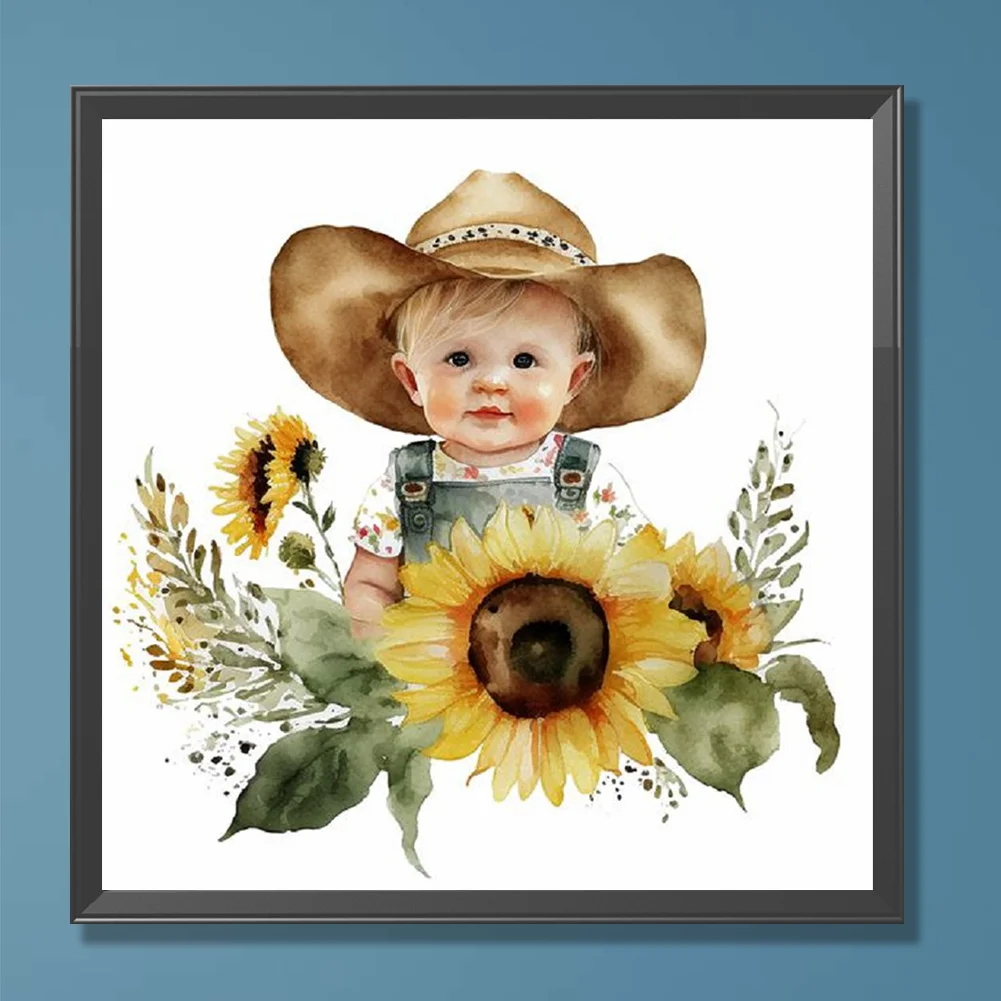 Diamond Painting - Full Round Drill - Farm Cowboy Kids(Canvas|30*30cm)