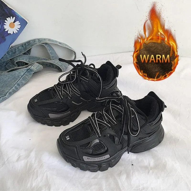 Lovely Pink Chunky Sneakers Women 2021 Thick Sole Girls Sport Shoes Bright Green Fashion Casual Dad Shoes Female Footwear