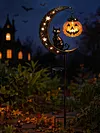 Solar Powered Black Cat & Pumpkin Moon Stake Light Weatherproof Moon Cats LED Stakes Light Auto On/Off Halloween Decorations Solar Lamp for Outdoor Patio Pathway Yard Lawn Decors
