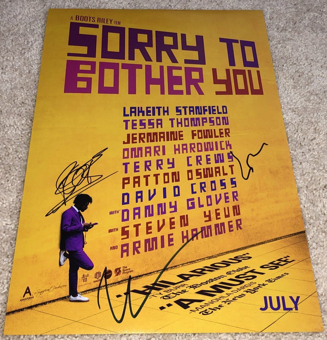 SORRY TO BOTHER YOU CAST X3 SIGNED 12x18 Photo Poster painting w/EXACT PROOF LAKEITH TESSA BOOTS