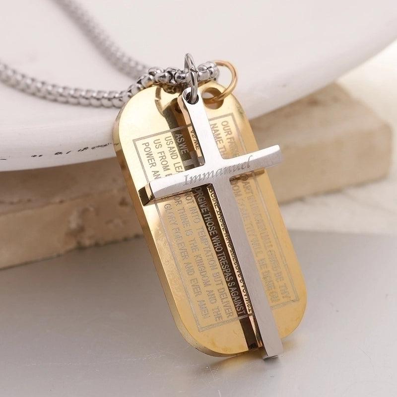 Hip-Hop Geometric Cross Titanium Steel Plating Men's Pendant Necklace